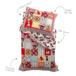 Set Fire Truck - 5 piese (pat masina de pompier, lenjerie si noptiera, set perna si pilota, saltea)